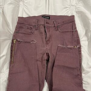Express Purple Distressed Skinny Jeans